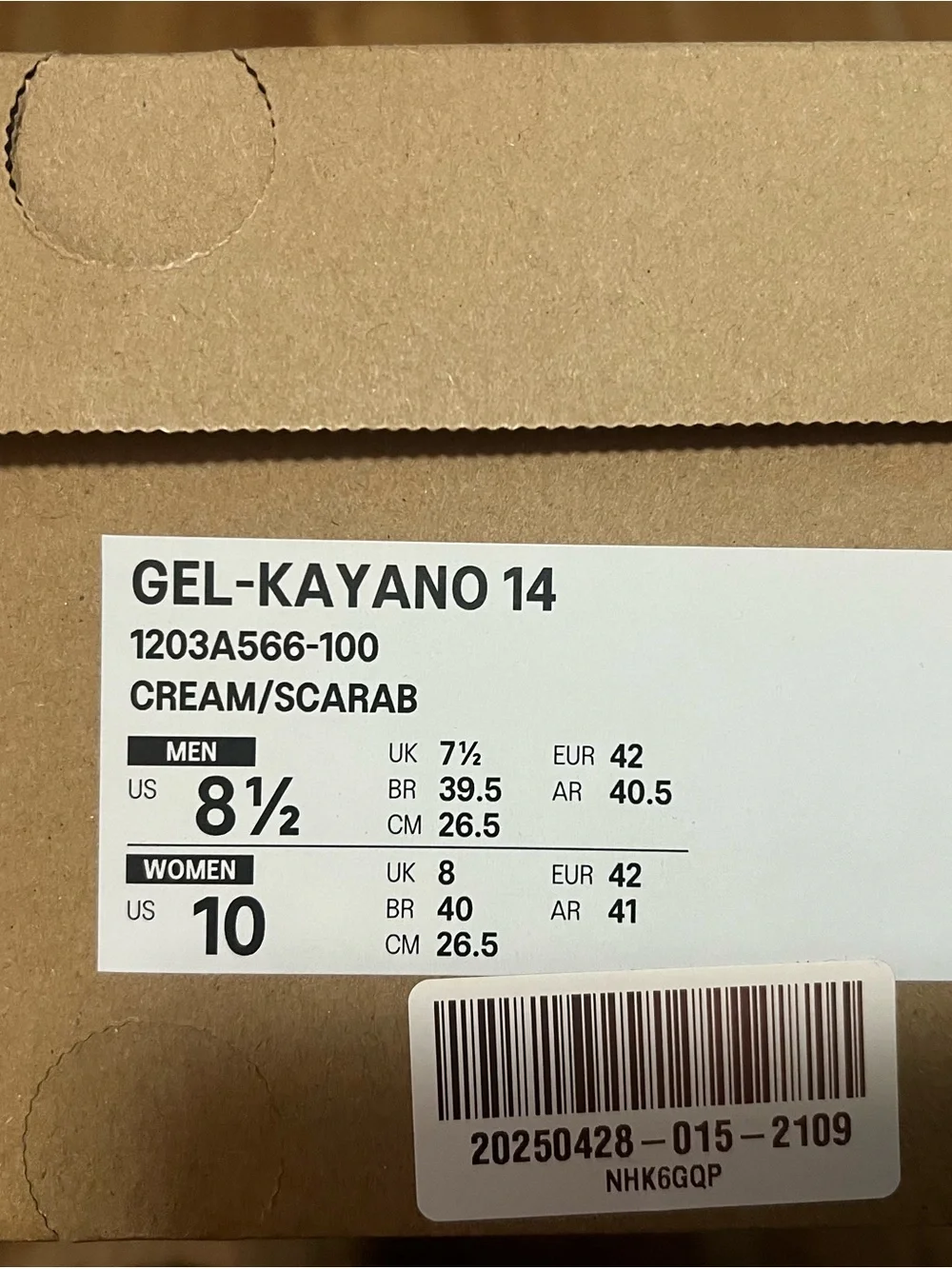 ASICS Gel Kayano 14 Cream/Scarab 2024 Men’s US 8.5